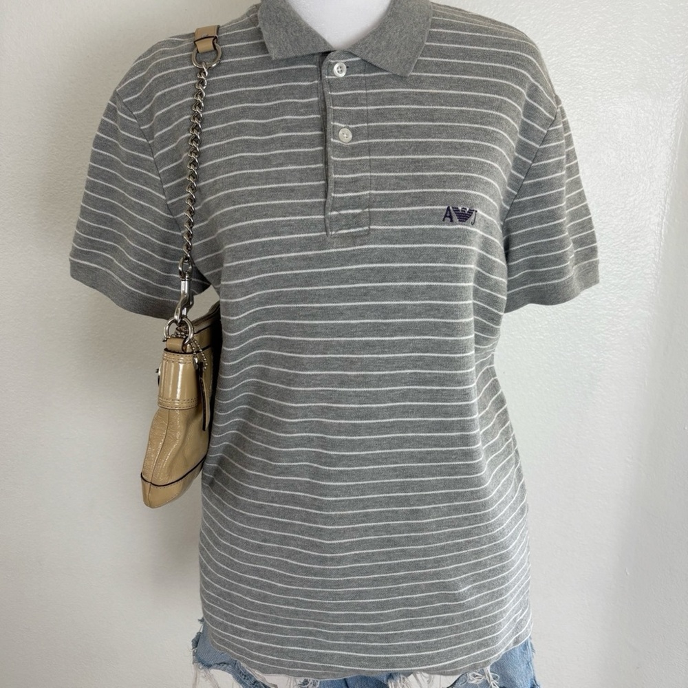 Armani Jeans Gray Striped Polo Shirt Men’s M (EU L)